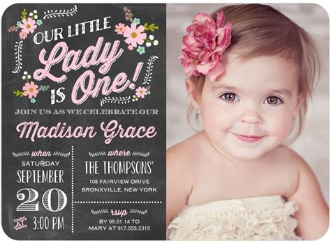 Baby Girl Birthday Invitation Card