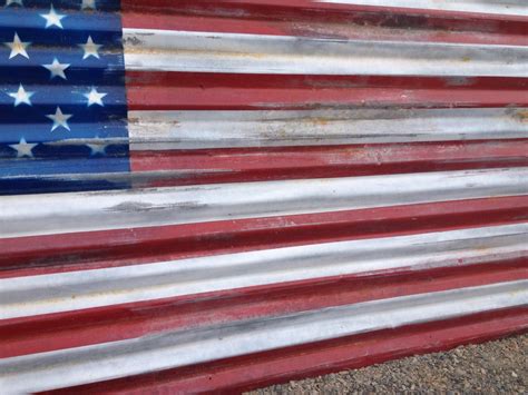 Large Rustic American Flag Corrugated Metal American Flag 6 Etsy