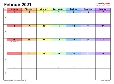 Kostenlose kalender 2021 zum download und ausdrucken. Monatskalender Februar 2021 Zum Ausdrucken Kostenlos ...