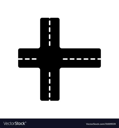 Crossroad Black Glyph Icon Intersection Roads Vector Image