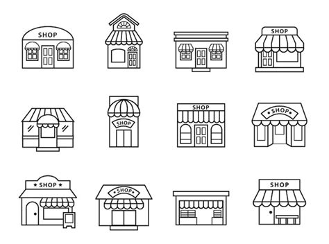 Premium Vector Shops And Stores Building Icons Set