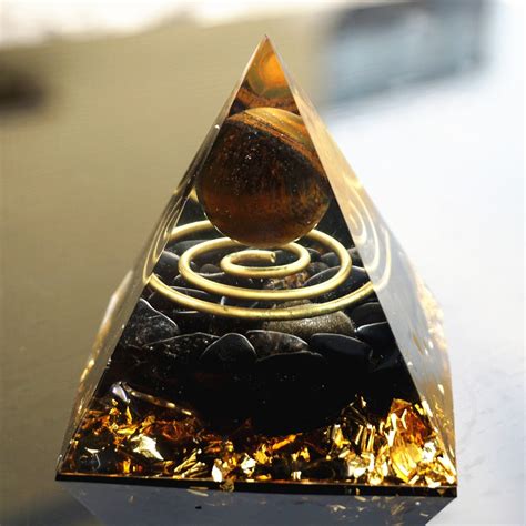 Beautiful Tiger Eye Crystal Sphere Obsidian Orgonite Pyramid Orgone