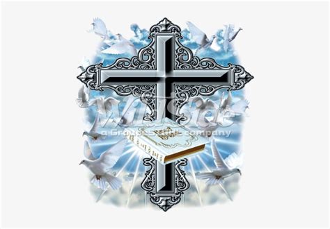 Holy Bible Doves Cross Holy Bible And Cross 451x492 Png Download