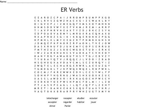 French Er Verbs Word Search Wordmint