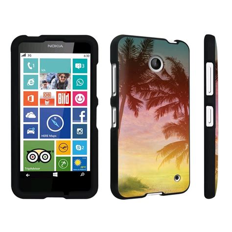 Durocase Nokia Lumia 635 Hard Case Black Palm Trees