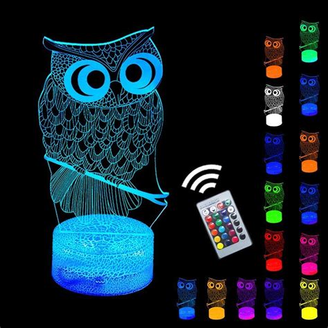 Lucky Owl Night Light 3d Optical Illusion Nursery Led Nightstand Lights