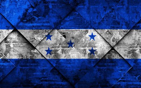 Herunterladen Hintergrundbild Flag Of Honduras 4k Grunge Art Rhombus