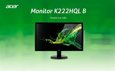 Acer Monitor K222hql B 215 Resolução Full Hd Led Tn Hdmi Vga Preto Br