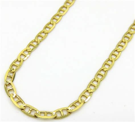 Buy 10k Yellow Gold Solid Diamond Cut Tight Mariner Link Chain 24 Inch