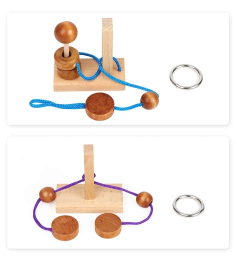 Best Seller Wooden Brain Teaser Wooden Ring Puzzle Wooden Rope Puzzle