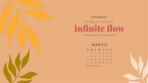 Download Inspiring Hello March Calendar Wallpaper