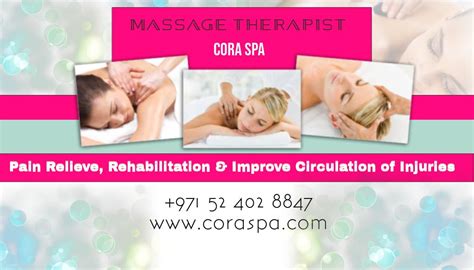 Massage Therapist Card Cora Spa Massage Center In Dubai Spa Massage