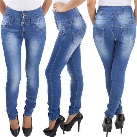 Damen Röhren Skinny Stretch Hochbund Jeans Hose Corsage Hochschnitt Übergröße Ebay