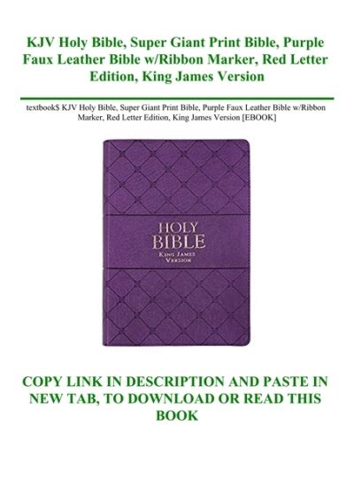 Textbook Kjv Holy Bible Super Giant Print Bible Purple Faux Leather