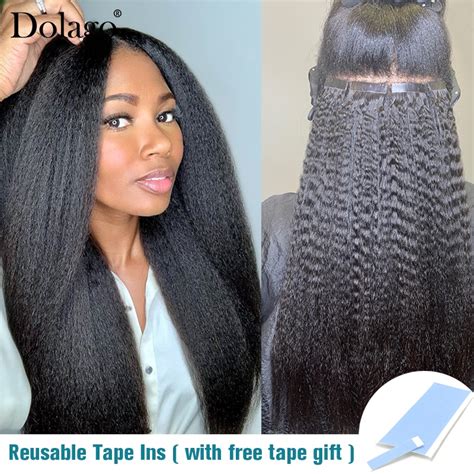 B C Afro Kinky Curly Tape In Human Hair Extensions Black Women Brazilian Virgin Kinky Straight