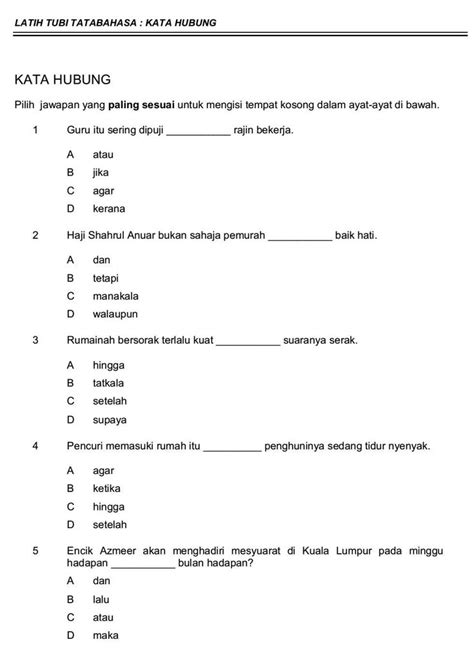 Quiz Soalan Bahasa Melayu Tahun 6