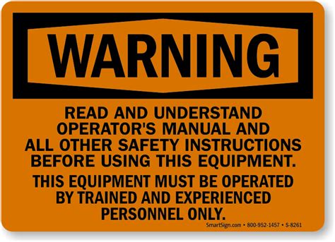 Read Manual Signs Read User Manual Before Operating Signs