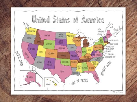 United States Of America Montessori Puzzle Map Control Sheets Etsy