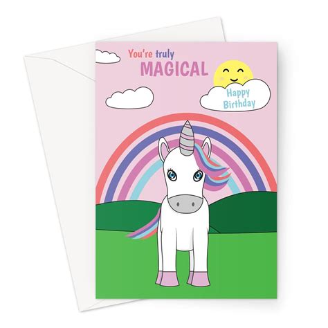 Happy Birthday Card Magical Unicorn Childrens A5 Greeting Card