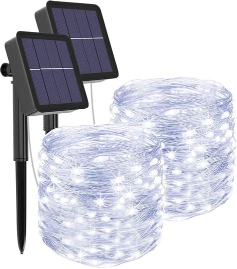 Solar String Lights 2 Pack 100 Led Solar Fairy Lights 33 Feet 8 Modes