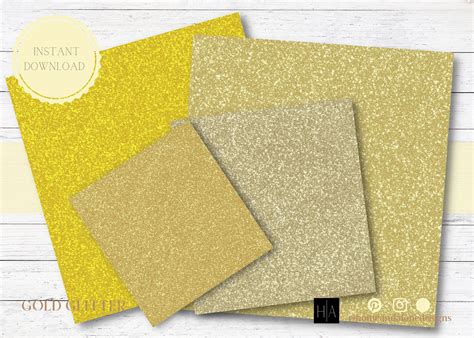 14 Gold Glitter Digital Papers Gold Glitter Scrapbook Paper Glitter