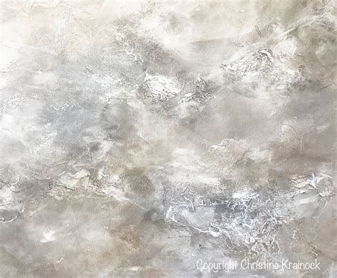 Original Art Abstract Painting White Grey Beige Texture