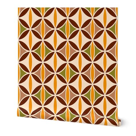 Retro 70s Ovals Geometrics Brown Peel And Stick Wallpaper Dana Du Design