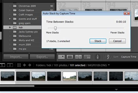 First, let's select the part of our library that we want to stack. Stacking images in Lightroom « projectwoman.com