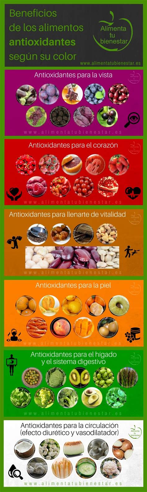 Beneficios De Los Alimentos Antioxidantes Según Su Color Infografías