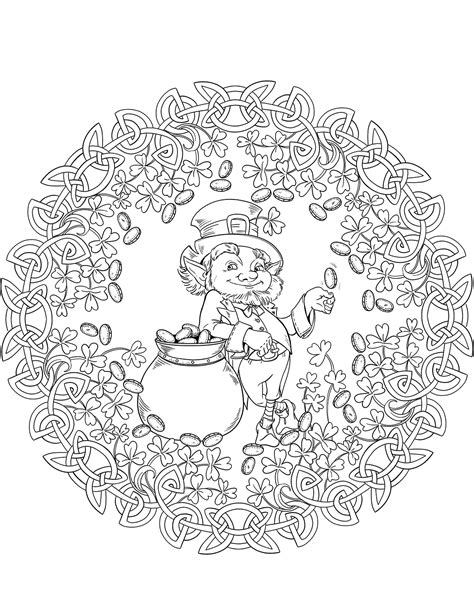 These saint patricks day pages of leprechauns, shamrocks and gold printable! Celtic mandalas