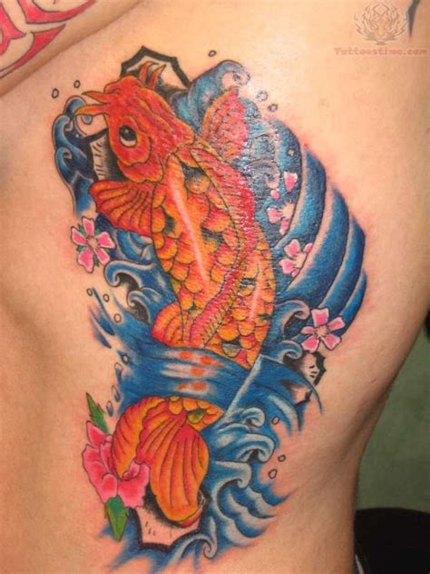 Blue Ink Koi Fish Tattoo