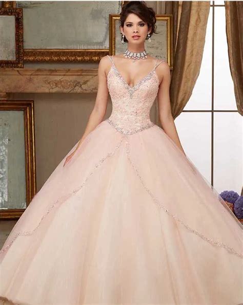 Gorgeous Pink V Neck Backless Vestido De 15 Anos Beading Lace Ruffles Ball Gown Quinceanera