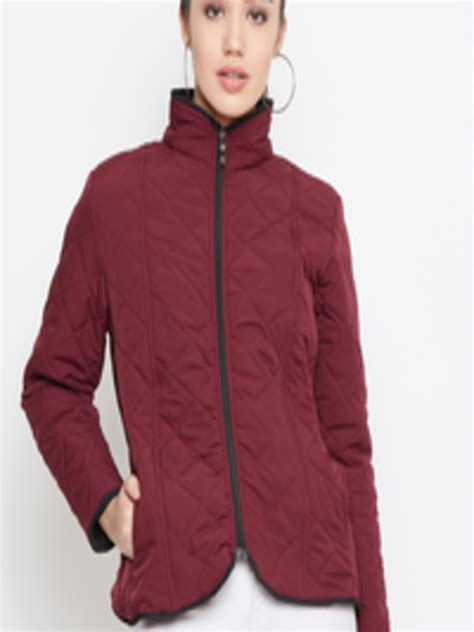 Buy Purys Women Maroon Solid Quilted Jacket Jackets For Women