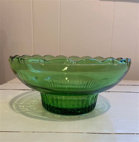 Vintage Eo Brody Co Cleveland Ohio Green Glass Dish Bowl Etsy