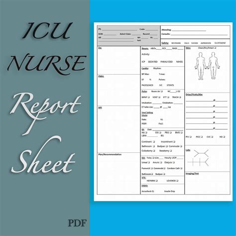 Icu Nurse Sheet Icu Report Sheet Rn Nursing New Grad Etsy