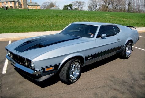 Blue 1973 Mach 1 Ford Mustang Fastback