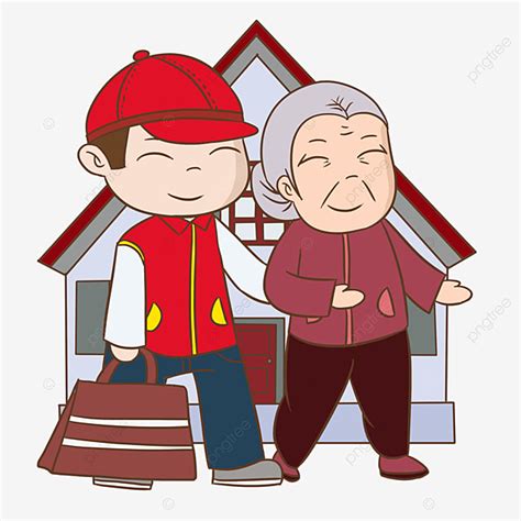 Amor Voluntarios Ayudan A La Abuela Bolsa Voluntario De ...