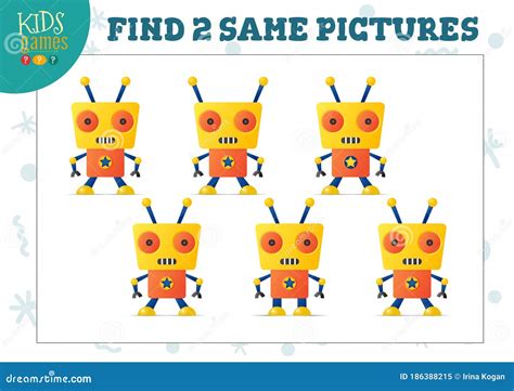 Find Two Same Pictures Kids Game Vector Illustration Stock Vector