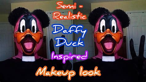 Semi Realistic Daffy Duck 🦆 Inspired Makeup Look 🤍🖤🧡 Kanisha Youtube