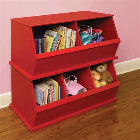 Three Bin Storage Cubby in Red | Storage cubby, Stackable storage, Childrens storage furniture