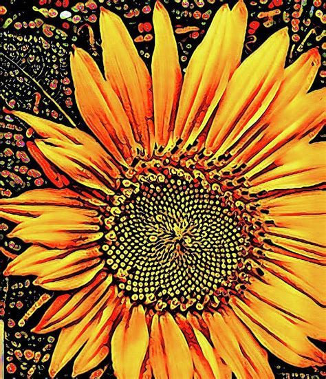 Funky Sunflower Painting By Renie Britenbucher Fine Art America