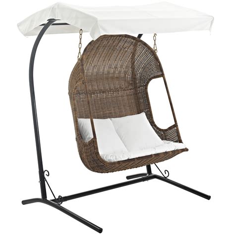 The ozark trail shaded camping the shade doubles as a carry system for your chair eliminating the carry bag completely. Vantage Outdoor Patio Wood Swing Chair With Retractable ...