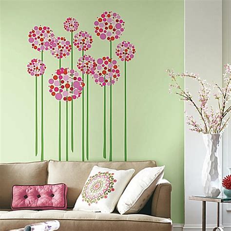 bright floral dot peel  stick giant wall decals bed