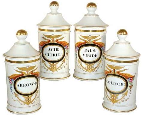 746 Drug Store French Porcelain Apothecary Jars 4 A