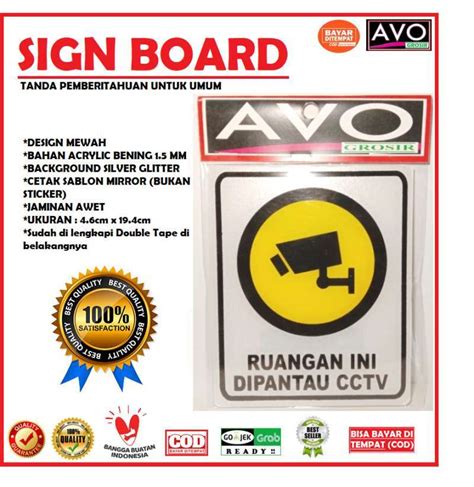 Jual Sign Label Ruangan Di Pantau Cctv Acrylic Sticker Board Tanda