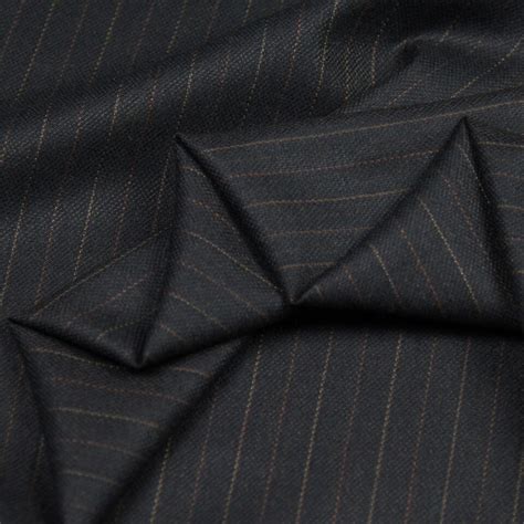 Dark Brown Stripe Design 100 Pure Wool Worsted Fabric Very Soft