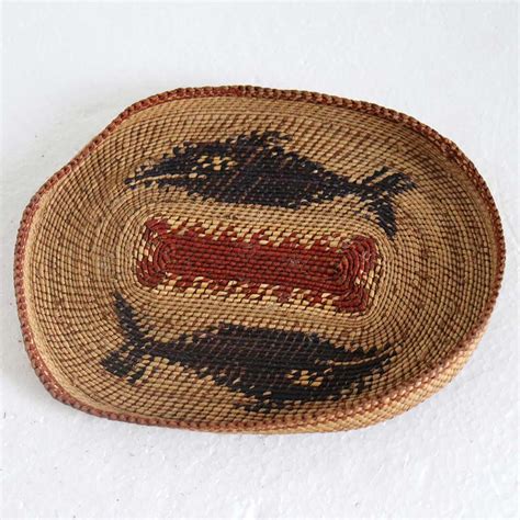 Native American Makah Northwest Coast Polychrome Pictorial Basket And Lid