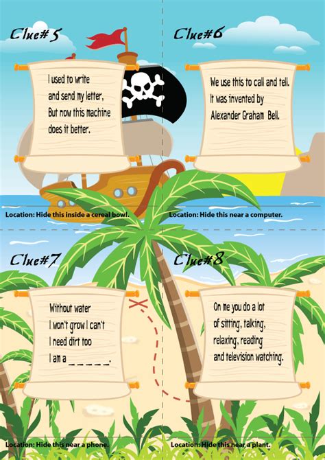 Maybe you would like to learn more about one of these? example pirate treasure hunt hunt clues/riddles for kids | Beach Vacation Activity Ideas For the ...