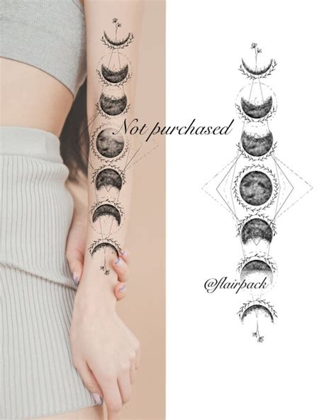 Phases Of Moon Tattoo Drawing Instant Download Moon Cycle Etsy India