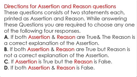 Assertion And Reason Questions For Practice Youtube